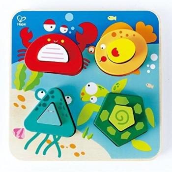 Hape- Puzzle Infantil encajable Océano, Multicolor