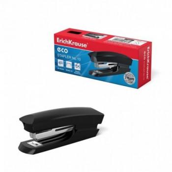 Erichkrause Grapadora ?10 Eco - Hasta 20 Hojas - Plástico Resistente a Golpes - Mecanismo de Acero - Capacidad 50 Grapas - Negro Brillante