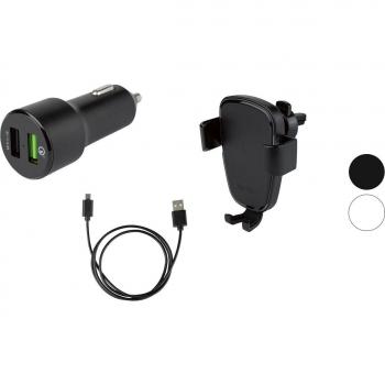 Soporte para Smartphone con Cargador Qi de 10W y Función de Sostenimiento para Automóvil (Blanco)