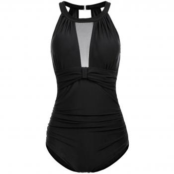 Bañador de Mujer Bikini Ropa de Baño de Una Pieza Negro S CL0081-1