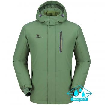 CAMEL CROWN Chaqueta Impermeable con Capucha para Hombre, A Prueba de Viento Chaqueta de Esquí con Forro Polar, Jacket Invierno para Montaña Cámping Viajes Snowboard Deportes Múltiples Bolsillos