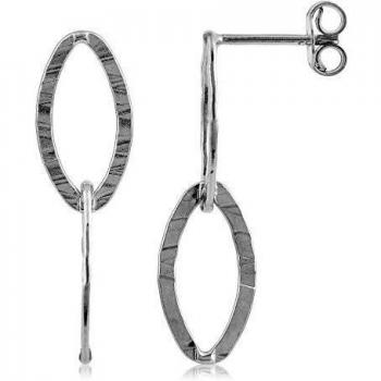 Córdoba Jewels | Pendientes en plata de ley 925 con diseño Oval Martele Silver