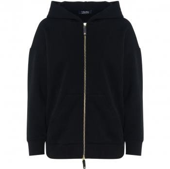 Max Mara Women's Black Cotton Zip-Through Hoodie Sweater, Size XS