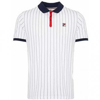 Fila Classic BB1 Striped Polo Shirt - White/Red/Navy - Men's XL