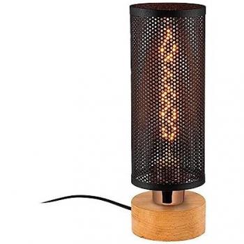 Lámpara de Mesa Deco Modelo 13 con Madera y LED - Color Negro