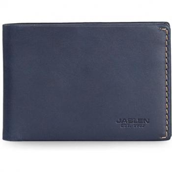 Cartera de hombre Lyon de piel con bloqueo Rfid en color azul marino-camel