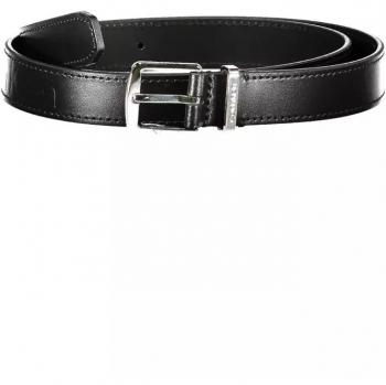 Elegant Black Leather Women's Belt with Metal Buckle - 85 cm / 34 Inches