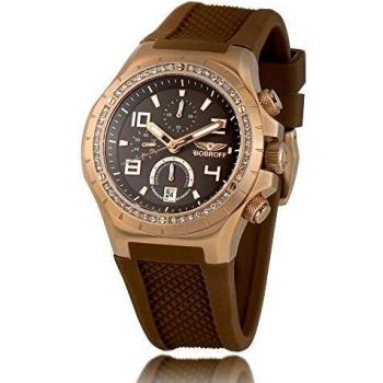 Bobroff BF1002L65 Unisex Watch - 44mm Brown Rubber Strap, Sapphire Crystal, Water Resistant 10 ATM