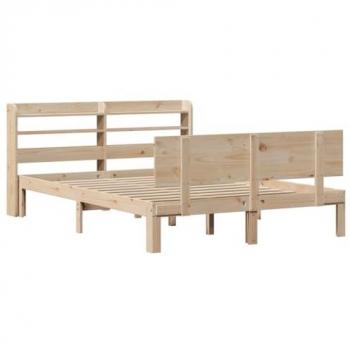 Estructura de cama con cabecero 140x200 cm de madera maciza de pino