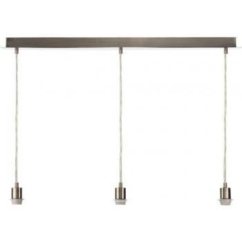 Lámpara colgante cromo satinado 3 bombillas 25cm E27 con cable transparente