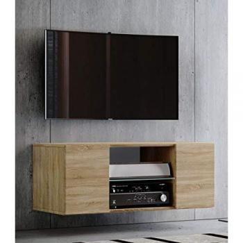 Mueble Bajo Colgante para TV Jusa 95 cm con 2 Puertas y 1 Estante de Vidrio en Decoración Sonoma-Eiche