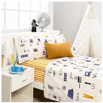 Juego de Sábanas Infantil/Juvenil Multicolor Tienda 50% Algodón - Cama de 90 x 190/200