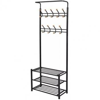 Sonata Clothes Rack with Shoe Shelves, 68x32x182.5 cm Black
