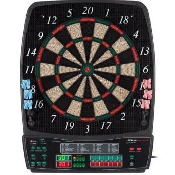 Ultrasport Diana eléctrica sin puertas, máquina dardos para hasta 8 jugadores incluye línea lanzamiento 12 dardos 100 puntas blandas juego dardos con pantalla LED adecuado para fiestas noches djuegos