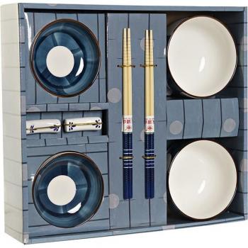 Set de Sushi Porcelana y Bambú - Exquisito Pack de 8 Accesorios para Disfrutar de la Tradición Oriental
