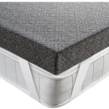 BedStory Topper Viscoelastico 160x200x7.5cm Topper Colchón con Carbón de Bambú Antiácaros y Transpirable Sobrecolchón Viscoelastico con Funda Desmontable y Lavable