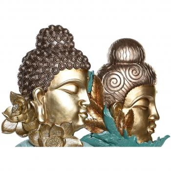 Figura Decorativa DKD Home Decor 22 x 8 x 42,5 cm Negro Dorado Buda Turquesa Oriental (2 Unidades)