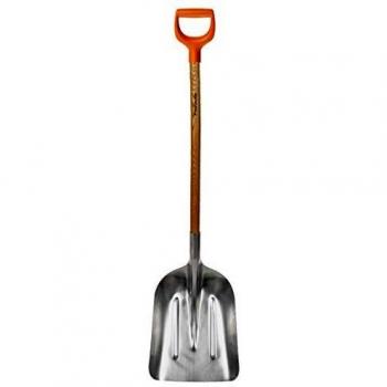 Fiskars Pala para nieve y grano, Ancho de pala: 31 cm, Pala de aluminio/Madera de abedul, Mango con revestimiento de material sintético, 1001637