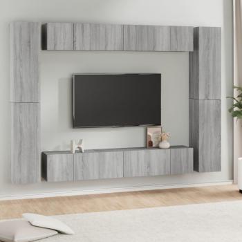 Set de muebles para TV 10 piezas madera contrachapada gris Sonoma vidaXL