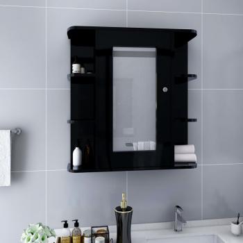 Black MDF Bathroom Mirror Cabinet 66x17x63 cm with 8 Compartments