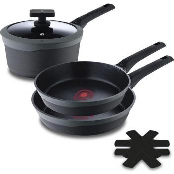 Set de Sartenes Masterpro Gastro 6 Piezas Negro Aluminio Fundido Reciclado Inducción