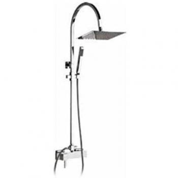 Fromac Duschsystem mit Einhebelmischer Set mit Handbrause und eckigem Brausekopf 25cm 15821, 29440.023.C, 15821