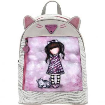 Mini Mochila Gorjuss™ 'Ruby Wild' - Modelo exclusivo de Safta con diseño en tonos grises (25,5 x 31 x 10 cm)