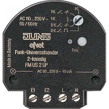 Jung Universal Radio Transmitter - 2-Channel (90-230V), Black