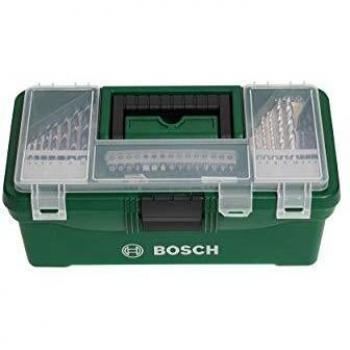 Bosch Caja de herramientas básica con 73 accesorios y complementos de bricolaje, para madera, piedra y metal, bricolaje, accesorios para herramientas de perforación y atornillado