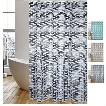 MSV Cortina de Ducha de poliéster premiumloft, Multicolor, 180 x 200 cm