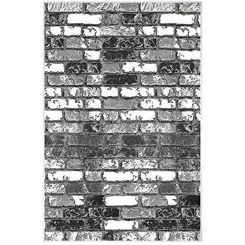 Homemania - Alfombra Estampada Grey Brick 1, Multicolor, de Poliamida, 80 x 300 cm