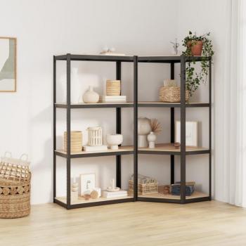 vidaXL 4-Layer Shelves Set of 2 Anthracite Steel & Engineered Wood