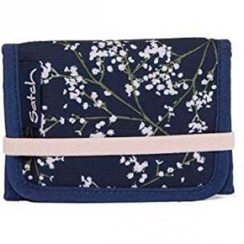 Billetera Satch Bloomy Breeze azul oscuro, rosa y blanca