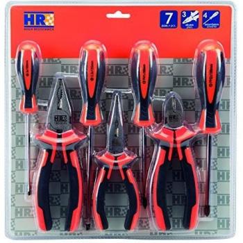 HR 170522 Alicates y Destornilladores, 0 V, Negro, Set de 7 Piezas