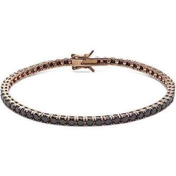 Comete bracciale tennis uomo 19cm argento finitura oro rosa e zirconi neri UBR 991 M19 - Default Title