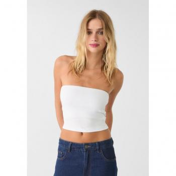 Stradivarius Basic White Bandeau Top Size M