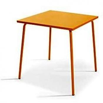 Oviala Mesa de jardín cuadrada de metal amarillo - Palavas