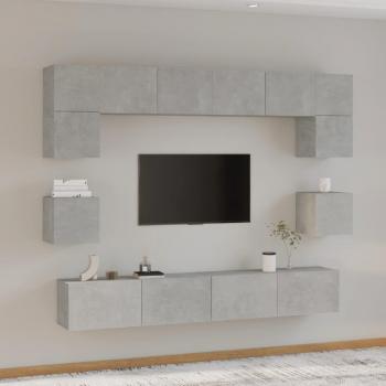 Set de Muebles de TV 8 Piezas Madera Contrachapada Gris Hormigón VidaXL