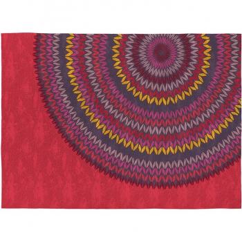 Alfombra Mandala-417 120 x 170 cm - Alfombra decorativa con diseño de mandala en tonos rojos y dorados, tamaño ideal para salas de estar