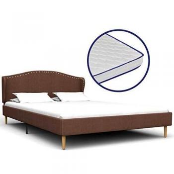 vidaXL Cama con Colchón Viscoelástico Tela Mobiliario Hogar Descanso Decoración Atractiva Elegante Dormitorio Robusta Duradera Marrón 120x200cm