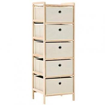 vidaXL Estante de Almacenamiento 5 Cestas Tela y Madera Cedro Beige Estantería
