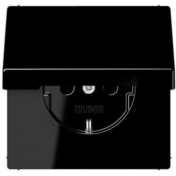 Toma de corriente SCHUKO 16A 250V con tapa abatible, serie LS, color negro