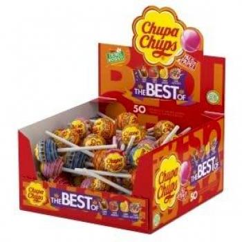 Chupa Chups Original, Caramelo con Palo de Sabores Variados, Display de 50 unidades de 12 gr.