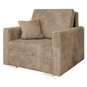 Sillón Columbus 207 Tapiz Marrón Claro con Patas de Madera - 85x103x98cm