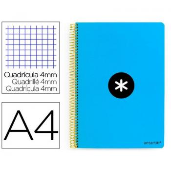 Cuaderno espiral Liderpapel A4 Antartik tapa dura 80h 90gr cuadro 4mm con margen color azul