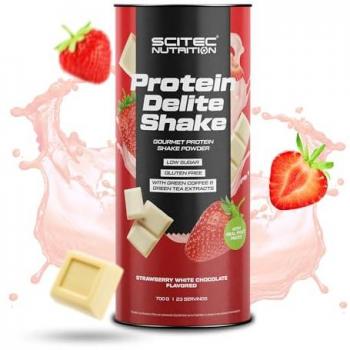 Scitec Nutrition Protein Delite Shake 700g - Suplemento en polvo de proteínas para mejorar la recuperación y el crecimiento muscular, sabor fresa con chocolate blanco