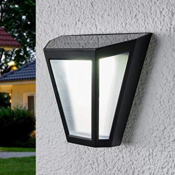 Lámpara de pared LED solar Yago, tulipa esmerilada, moderna, 4 llamas, protección contra salpicaduras, exterior y jardín
