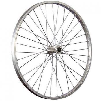 Rueda delantera de 24 con llanta de aluminio, buje Shimano HB-QC300 para disco CL en color plateado