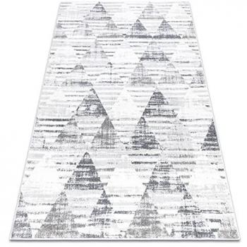 Alfombra Geométrica Poli 9051A Triángulos Blanco/Gris 80x150 cm