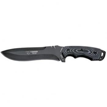 Cuchillo de supervivencia Cudeman 299-N Boina Verde de acero MOVA y mango de micarta negra con separador rojo